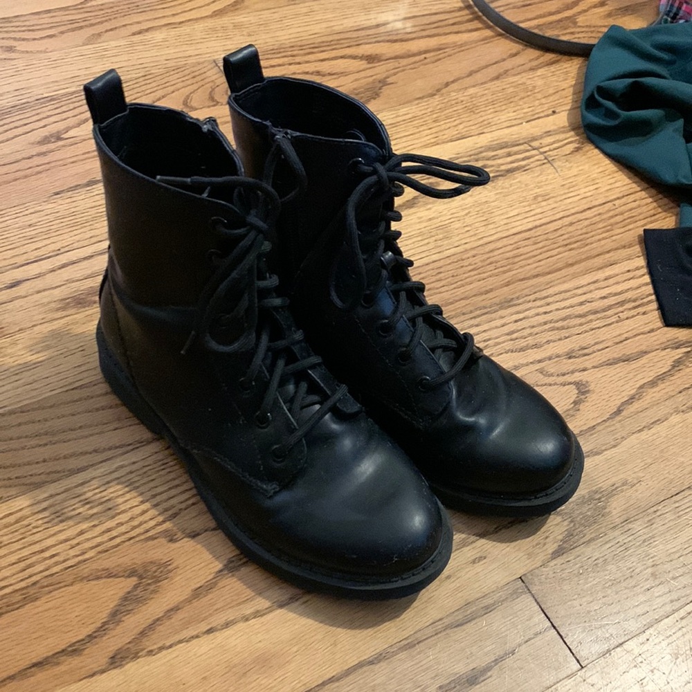Black combat boots